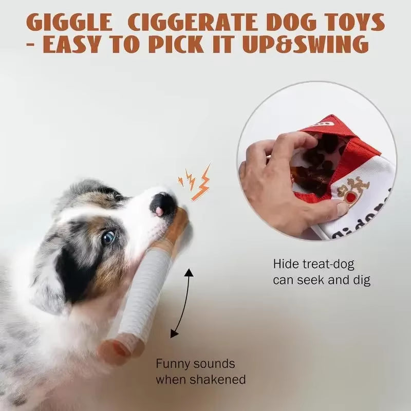 Creative Cigarette Interactive Fun Plush Chewable Cigarette Case Good Gift Grinding Teeth Squeak Dog Accessories for Dogs Toys